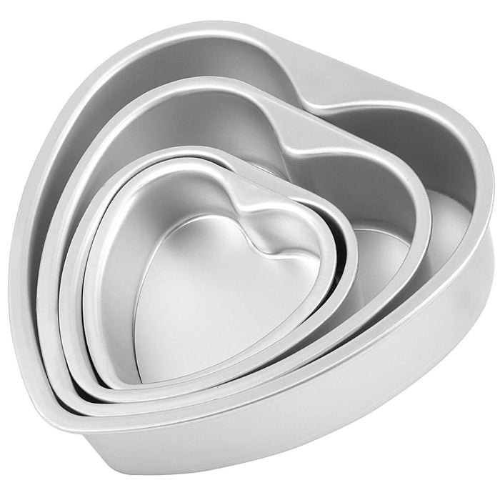 ZOENHOU 4 PCS 5" 6" 8" 10" Heart Shaped Cake Pans with Removable Bottom, Aluminum Heart Shaped Cake Pans Set, Non Stick Heart Layers Cake Pan for Oven Baking