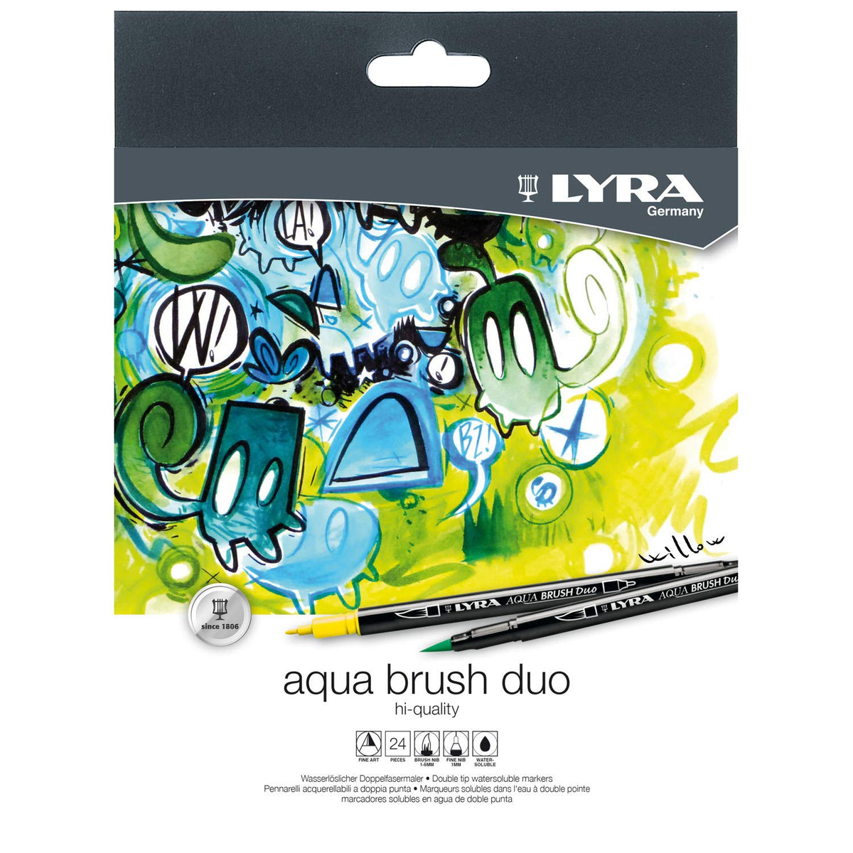 Lyra Aqua Brush Duo Brush Markers - Set of 24 Water-Based Brush Pens f —  CHIMIYA