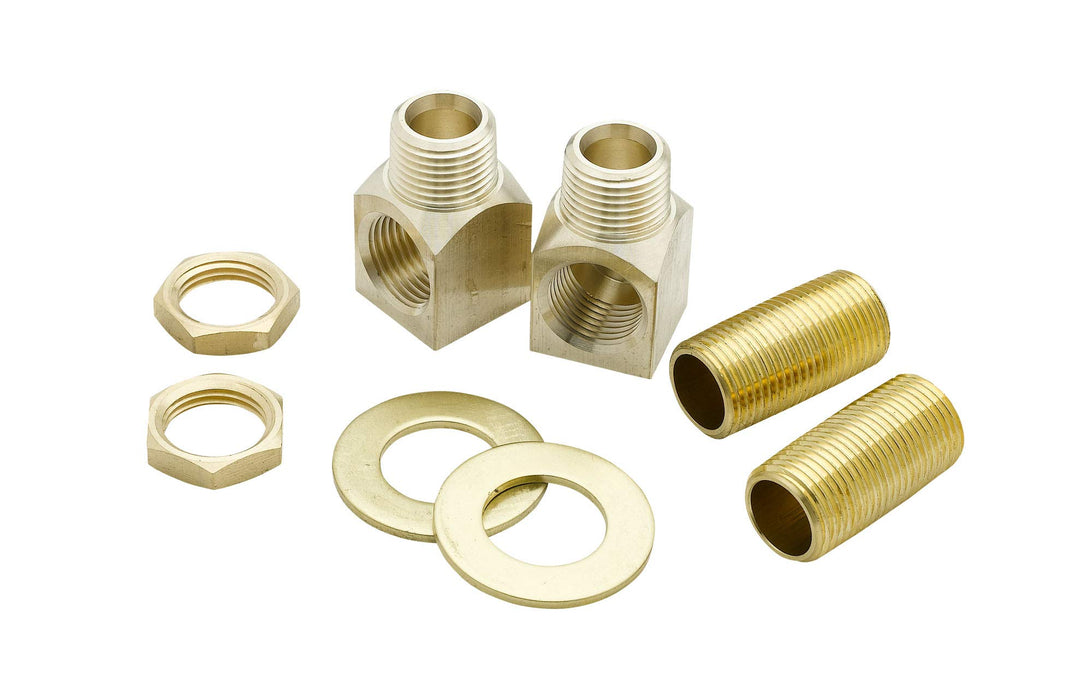 T&S Brass B-0230-K Installation Kit for B-0230 Style Faucets. Two short elbows, nipples, lock nuts and washers that provide 1/2" NPT male inlet and outlet when assembled