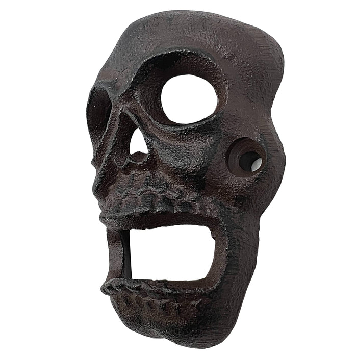 Cast Iron Wall Mounted Skull Bottle Opener, Kitchen and Bar Accessories, Skeleton Carved Cap Openers for Adults, 4.25 Inches