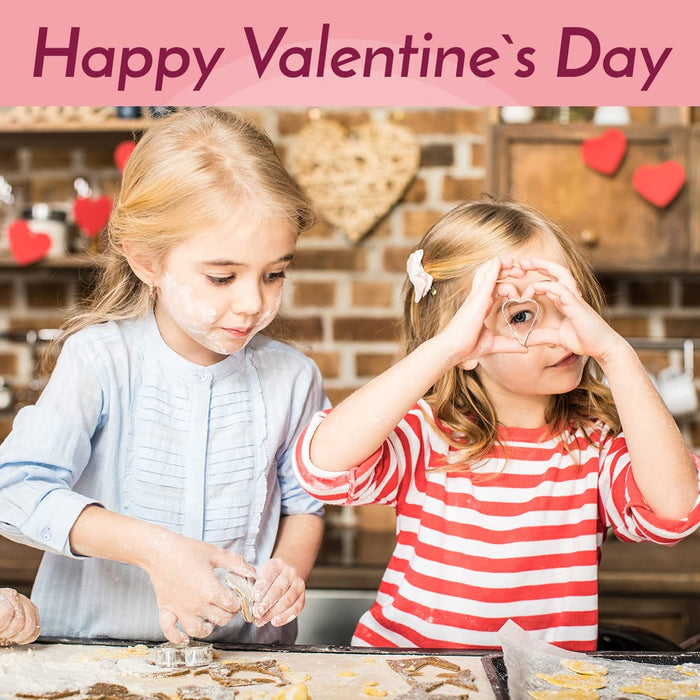 Valentine's Day Heart Cookie Cutter Set - 5 Piece Valentine Cookie Cutters - Heart Lips Heart with Arrow Double Heart