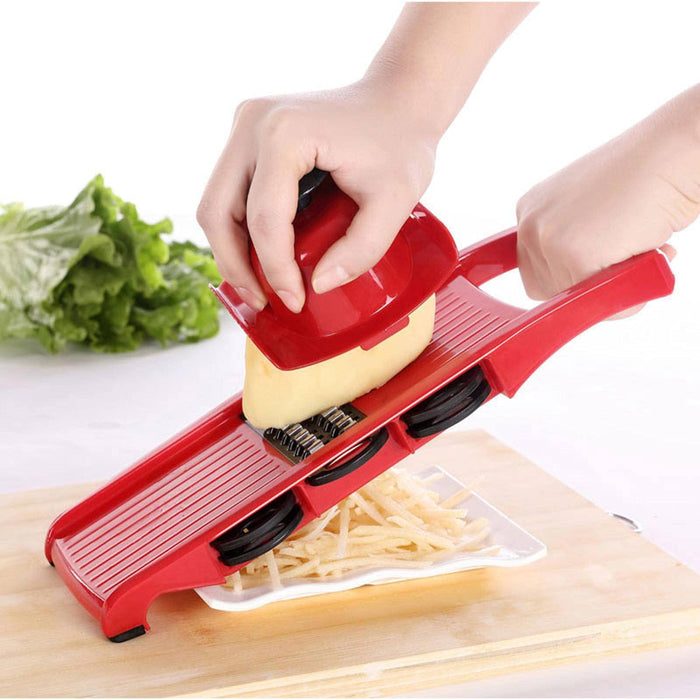 6 In 1 Multi-function Slicer Vegetable Cutter with Stainless Steel Blade  Potato Peeler Carrot Cheese Grater Dicer Kitchen Tool