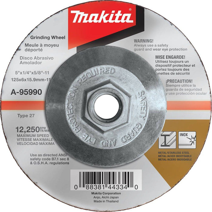 Makita A95990 5 x 14 x 5811 Hubbed INOX Grinding Wheel 36 Grit