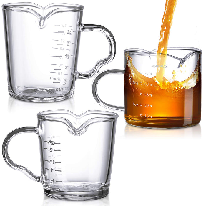 [2 Pack] Espresso Measuring Shot Glasses for Baristas or Home Use -  Dishwasher Safe Espresso Shot Glasses 2oz