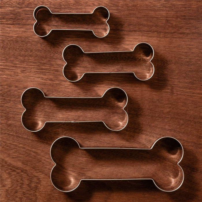 LILIAO Dog Bone Cookie Cutter Set for Homemade Dog Biscuits Treats - 4 Different Sizes - 5.1, 4.1, 3.5 and 3 inches - Stainless