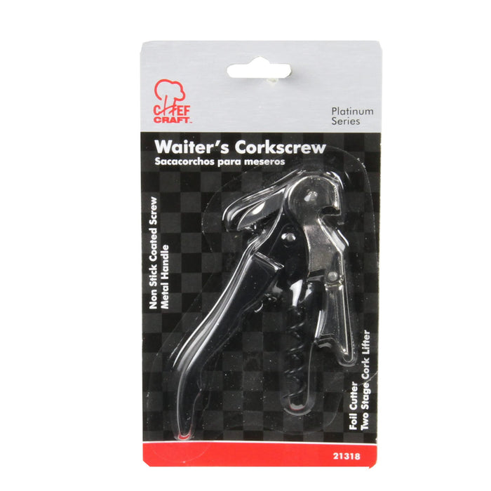 Chef Craft Select Waiters Corkscrew, 5 inches in length, Stainless Steel/Black