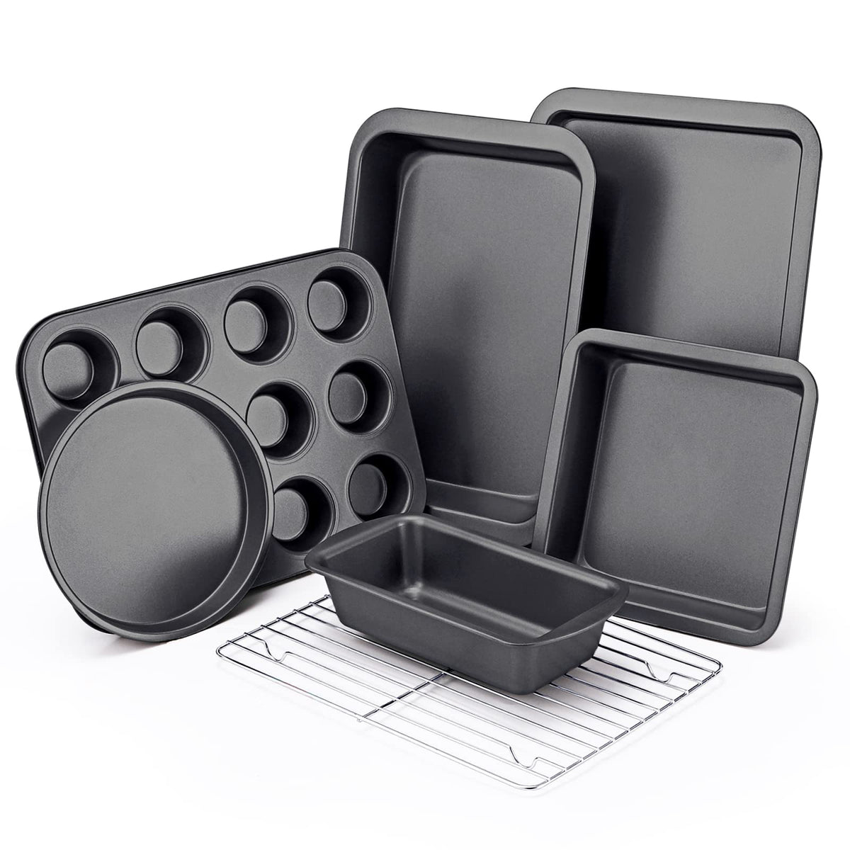 Bakken- Swiss Baking Set - 6 Piece - Deluxe Non Stick Black Coating Inside and Outside - Carbon Steel Bakeware Set - PFOA PFOS and PTFE Fre
