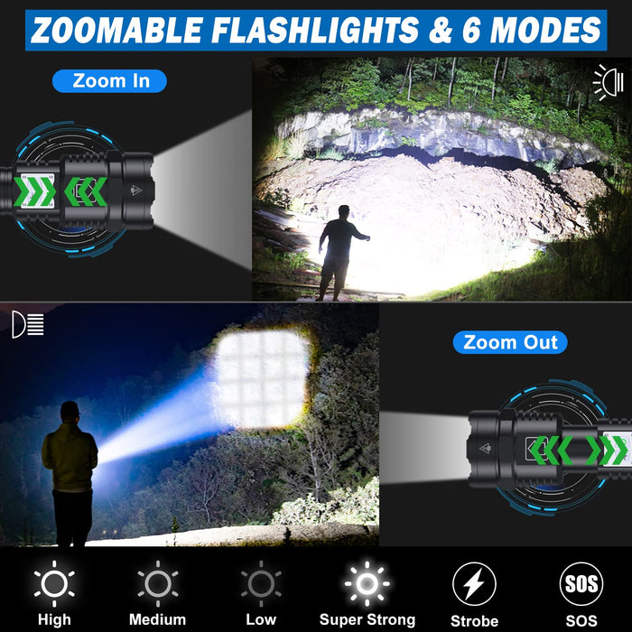 Flashlights High Lumens 150000, Rechargeable Super Bright XHP160.5 LED —  CHIMIYA