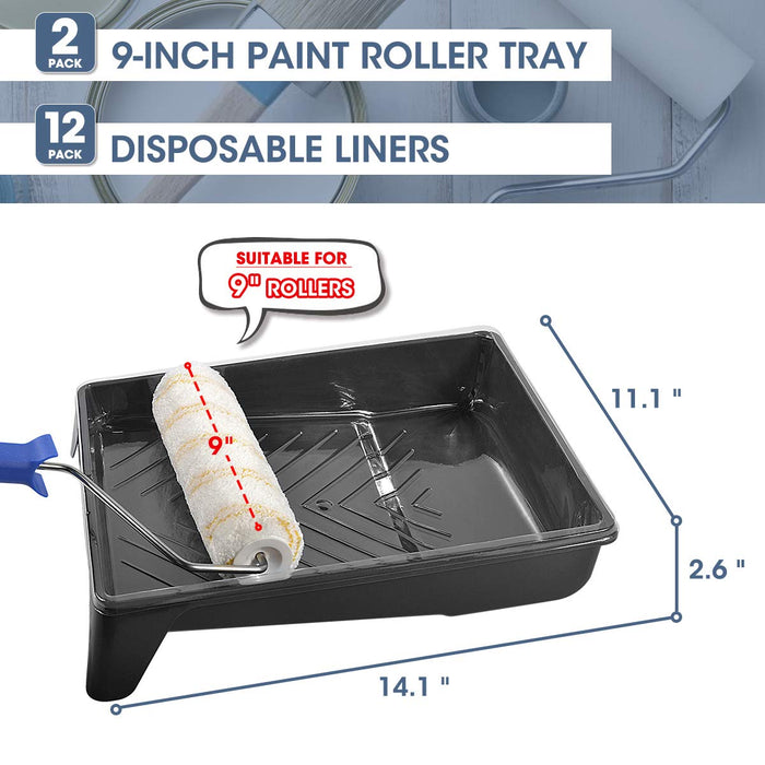 9 Disposable Plastic Paint Tray Liner, 10/Pack