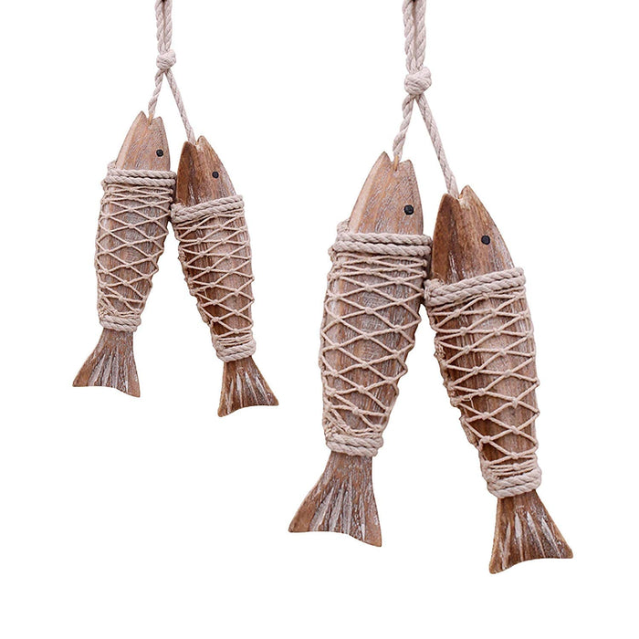 Morning View Wood Fish Wall Decor Vintage Hanging Wooden Fish Figurine Wood Hanging Fish Decor Indoor Nautical Distressed