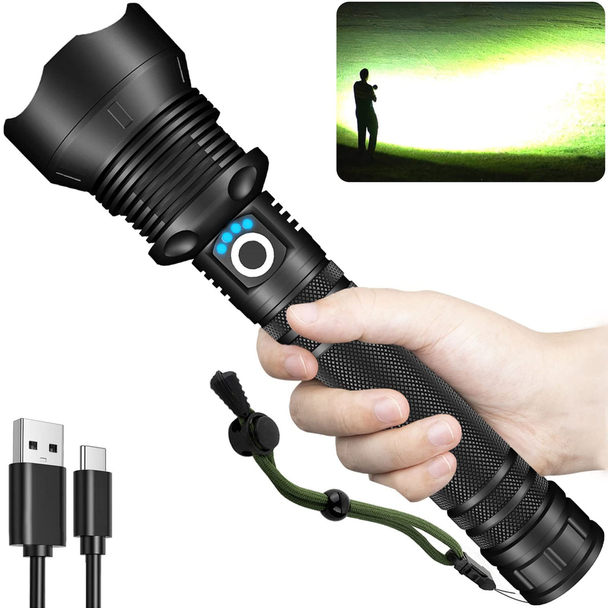 Rechargeable Flashlights High Lumens 2000000 Zoomable 2022 Best Floodl —  CHIMIYA