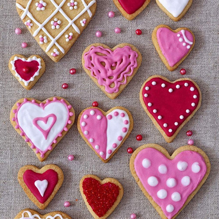 Valentine's Day Heart Cookie Cutter Set - 5 Piece Valentine Cookie Cutters  - Heart, Lips, Heart with Arrow, Double Heart