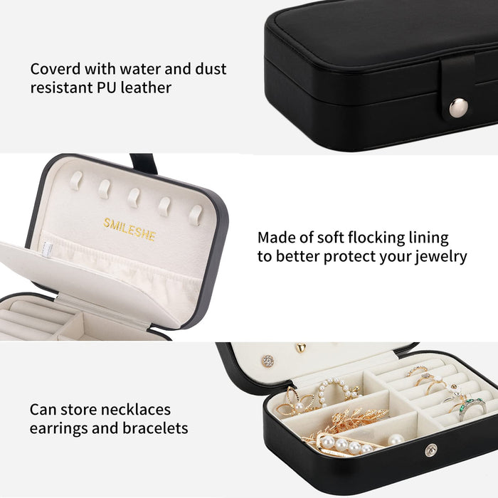 Smileshe Travel Jewelry Box, Mini Portable Organizer Travel Case