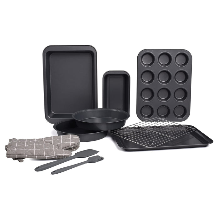 Bakken- Swiss Baking Set - 10 Piece - Deluxe Non Stick Black Coating Inside and Outside - Carbon Steel Bakeware Set - PFOA PFOS and PTFE FR