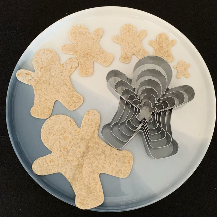Gingerbread Man Cookie Cutter Set-4.5", 3.5", 2.8", 2.1", 1.6"-0.9"-6 Pieces-Holiday Christmas Cookie Cutter