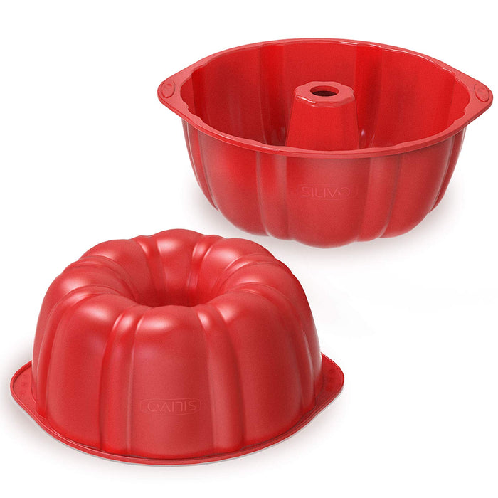 SILIVO 8 inch Round Cake Pans - Set of 3 Silicone Molds for Baking