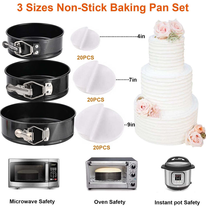 Cake Decorating Supplies - Cake Decorating Kit with 3 Springform Cake Pans  Set, Cake Rotating Turntable, Cake Decorating Tools with Baking Set-Cake