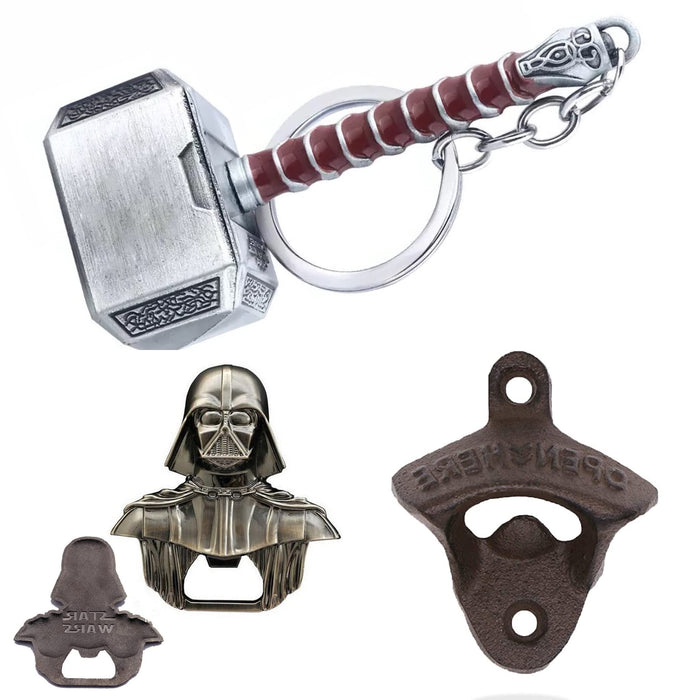 3 Pieces Bottle openers Wall Mounted, Star Wars and Thor Bottle opener - vintage Beer Bottle Opener Suitable for Bars, Restaurant