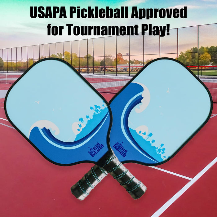 Big Island Pickleball Paddles Set of 2, USAPA Approved Light Weight Carbon Fiber Pickleball Paddles Complete with 4 Balls and Pickleball Bag