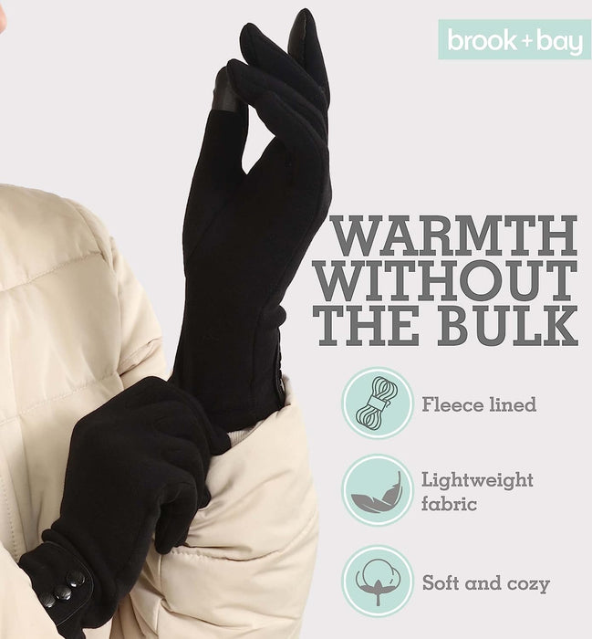 Womens Winter Touch Screen Gloves - Warm & Lightweight Touchscreen Glove Liners for Texting, Driving & Social Media Browsing - Ladies Cold Weather Black Thermal Hand Gloves for The Tech Savvy & Chic