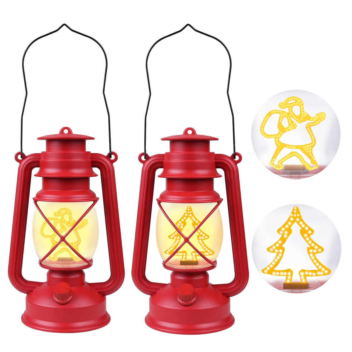 Outdoor Battery Operated Lanterns Flickering Flame or Wired LED Vintage  Lantern Lamp Christmas Halloween Party Table Decorations