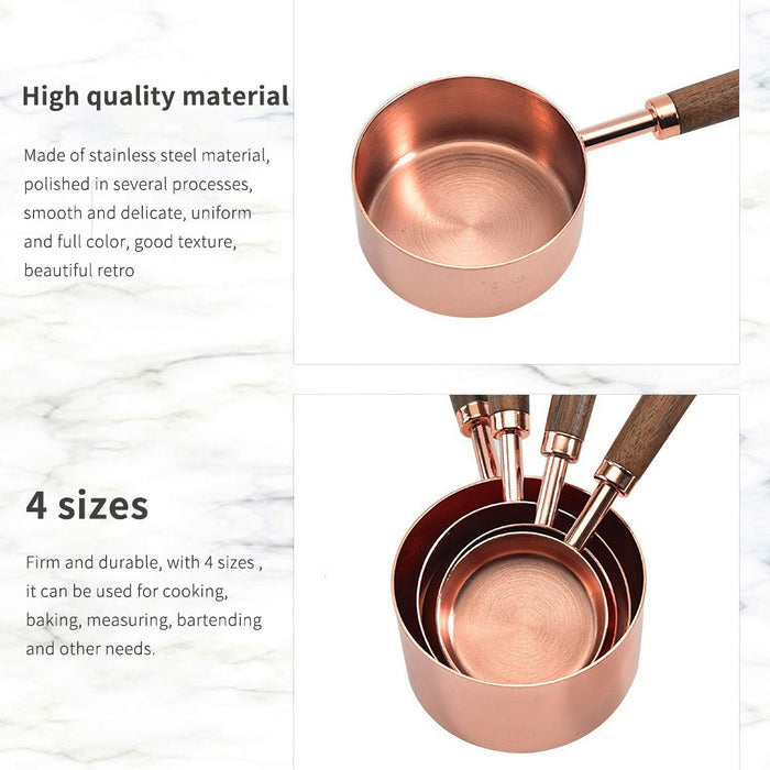 Measuring Cups Set of 4, Rose Gold Stainless Steel Measuring Cup