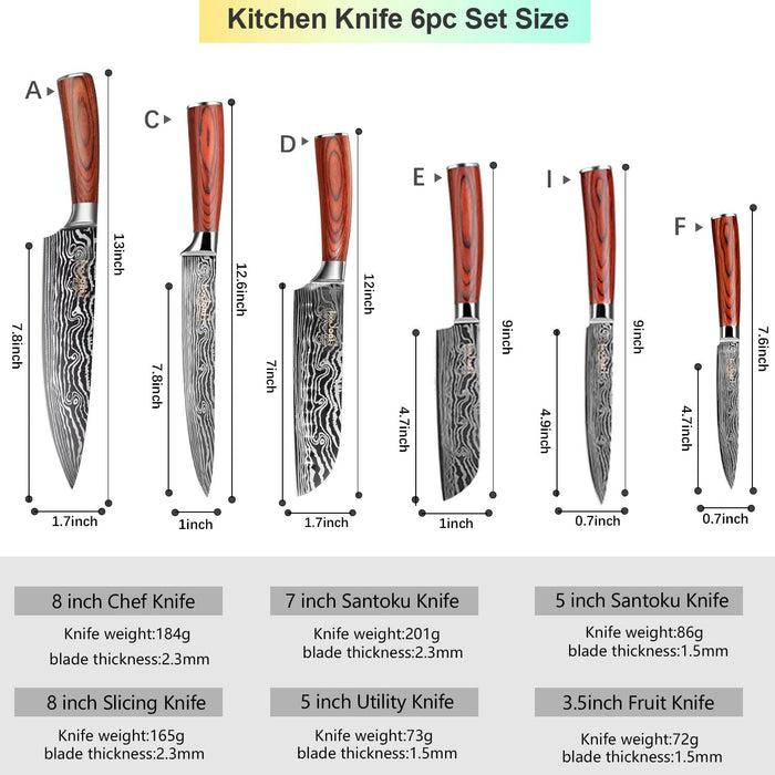 Kitchen Knife Sets, Professional Chef Knives Set Japanese 5Cr15Mov High Carbon Stainless Steel Vegetable Meat Cooking Knife Accessories with Solid