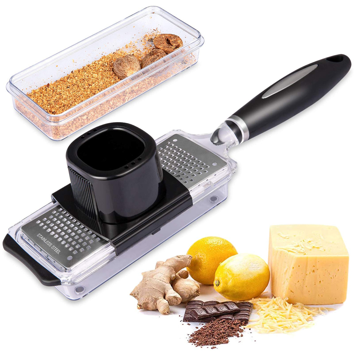 Stainless Steel Cheese Grater, Lemon, Citrus and Channel Knife for Kitchen,  Ginger, Garlic, Nutmeg, Chocolate, Vegetables, Fruits, Non-Slip Handle