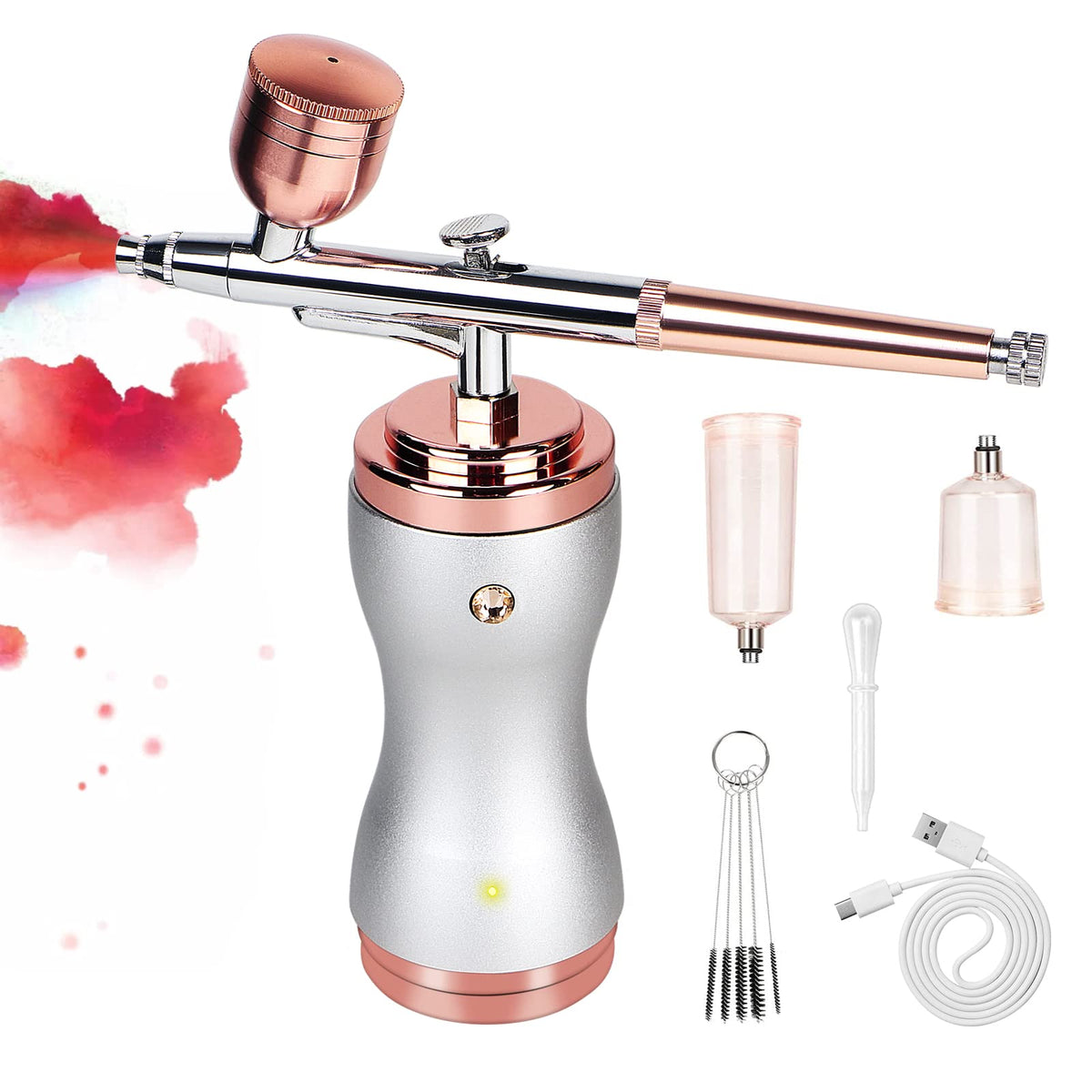 Airbrush Kit with Compressor, Portable Cordless Air Brush Gun Set, Dual  Action Mini Handheld Airbrush w/ 0.3mm Tip for Model, Nail, Tattoo, Cake  Decorating, Rechargeable 