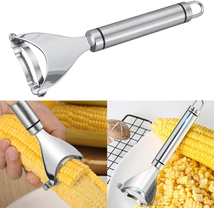 2Pcs Magic Corn Peeler, Corn Stripper Corn Cob Stripper Tool,304 Stainless Steel Corn Thresher with Ergonomic Handle