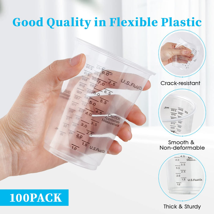 100 PACK Plastic Measuring Cups, 8 oz Disposable Mixing Cups with 100 —  CHIMIYA