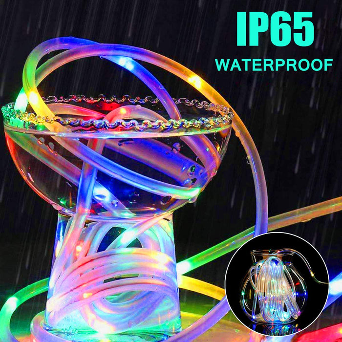 Camping Tent String Lights, 40Ft 120 LEDs 8 Modes Color Changing LED Rope  Lights Battery Powered with Remote Control, Outdoor Waterproof LED Tent