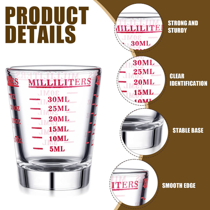 Shot Glasses, 30ml Transparent Shot Glass Measuring Cup with Four Measuring  Scales Small Measuring Cup Thickened Liquid Measuring Cup Glass