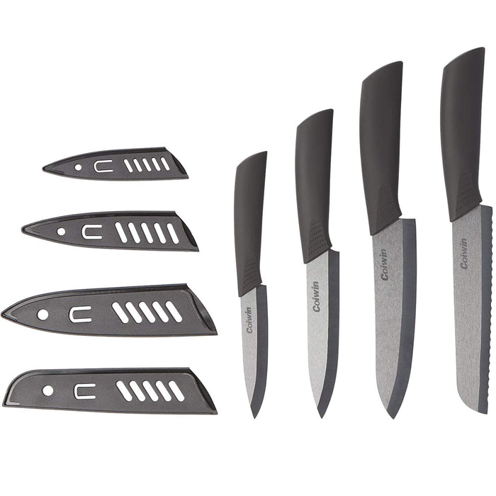 Ceramic Knife Set,Five Piece 6 Chef Knife, 5 Utility Knife, 4 Fruit  Knife, 3 Paring Knife, 1'' Vegetable Fruit Peeler, Rust Proof And Stain