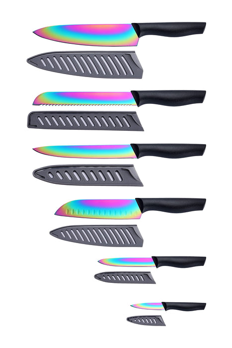 KYA36 Rainbow Titanium 12-Piece Stainless Steel Kitchen Knives Set wit —  CHIMIYA