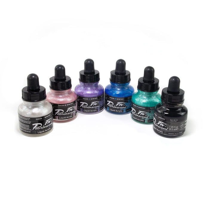 Daler-Rowney FW Acrylic Ink Bottle 6-Color Pearlescent Set - Acrylic S —  CHIMIYA