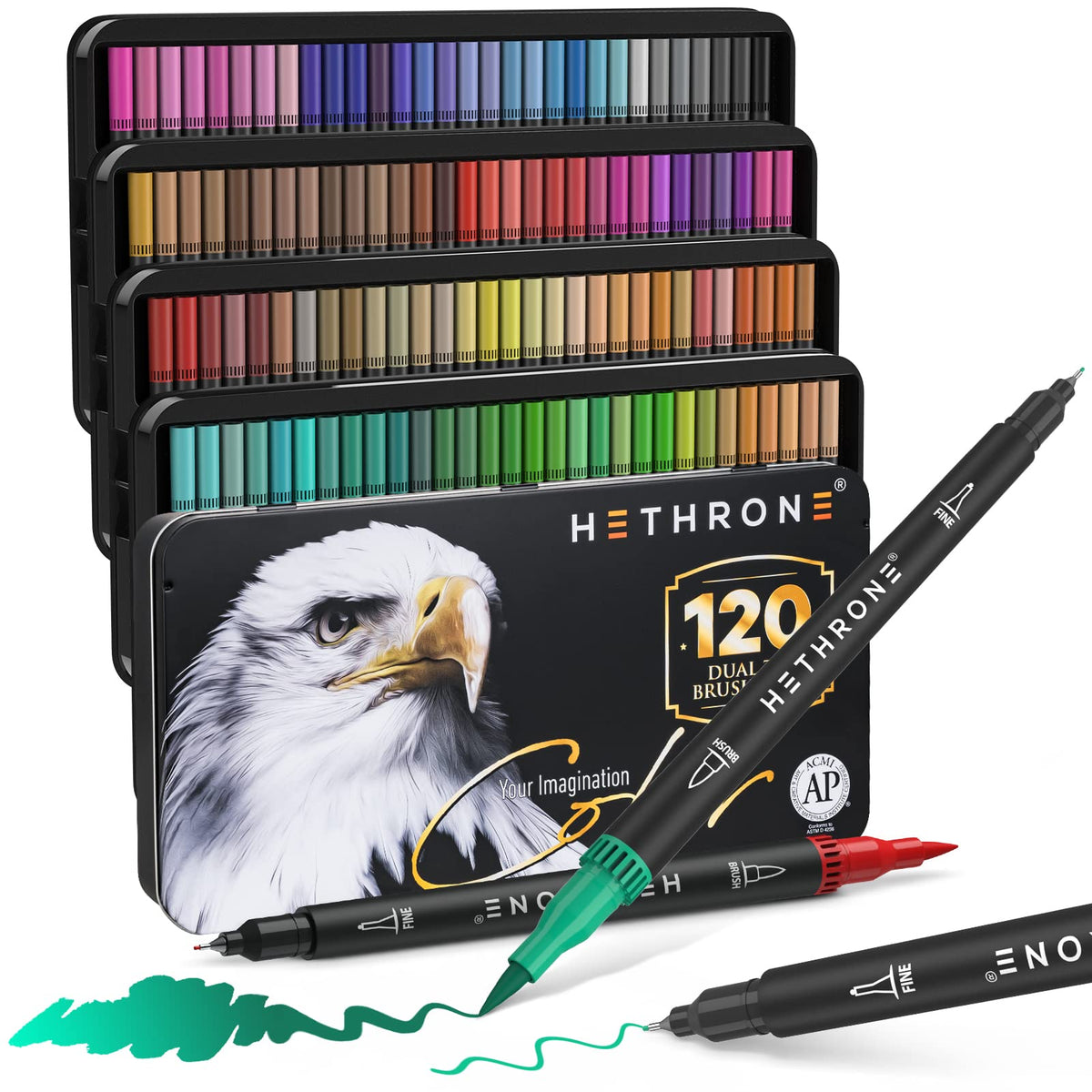 Hethrone Black Markers for Drawing - Marker Pens Brush Artists