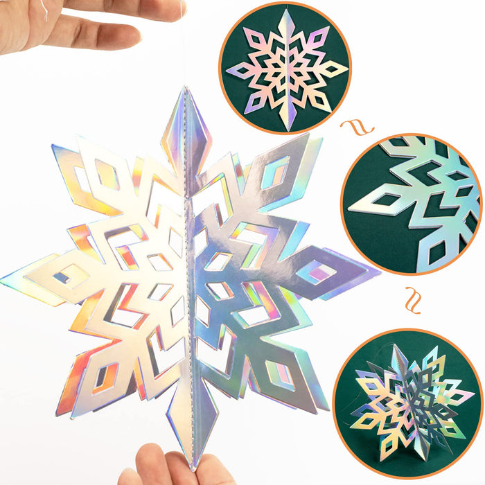 3D White Snowflake Ornaments Decor for Christmas, 15PCS Large Paper Hanging  Snowflakes Decorations for Winter Wonderland Party Xmas Tree, Assorted