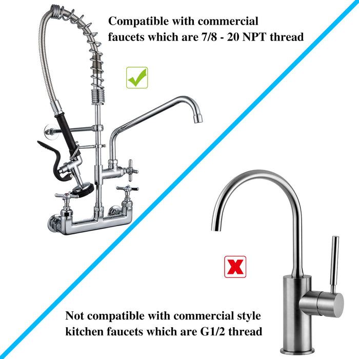 NETISR Pre Rinse Sprayer Commercial Sink Faucet Spray Valve Chrome with Non-Slip Handle (Black)