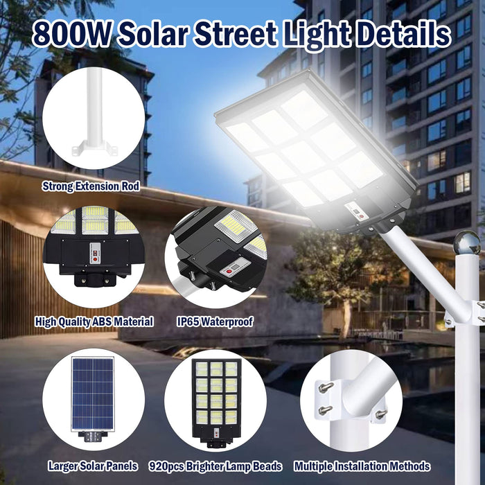 Kweetle 800W Led Solar Street Light Outdoor, 64000LM IP66 Waterproof S —  CHIMIYA