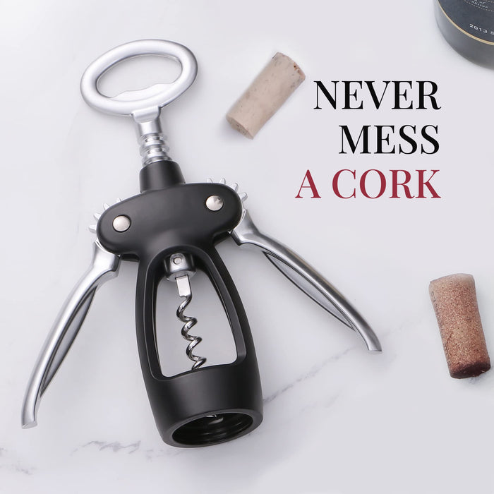 KITVINOUS Wine Bottle Opener, Premium Wing Corkscrew Wine Opener with No-Stick Worm, Multi-Purpose Winged Corkscrews for Wine