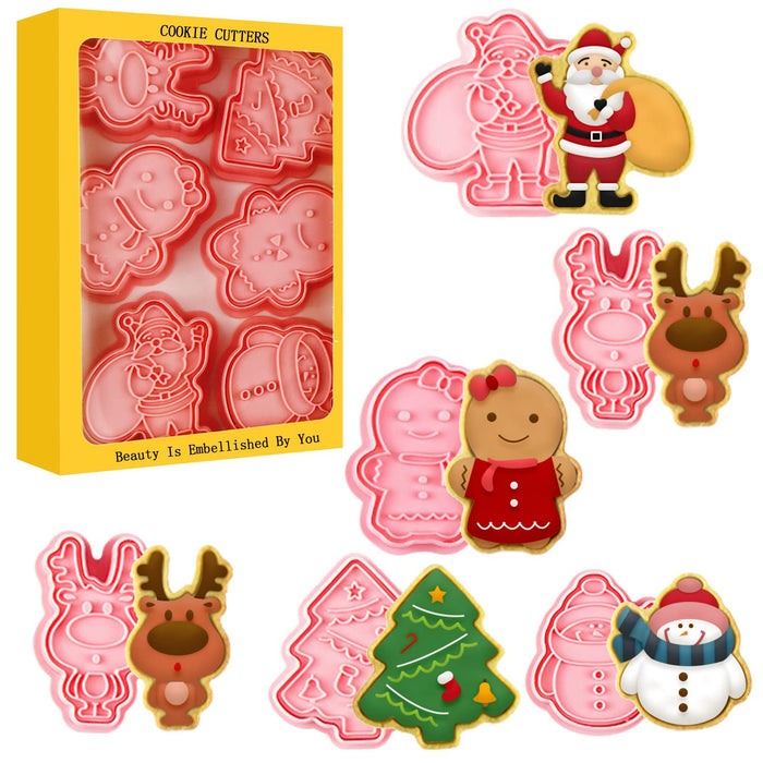 Leesgel Christmas Cookie Cutters for Baking, Gingerbread Man Christmas Tree Santa Reindeer Cookie Cutter, Cookie Decorating