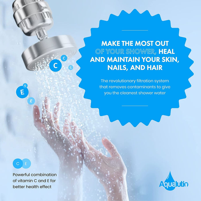 AQUALUTIO Luxury Filtered Shower Head Set - 15 Stage Filter - High Pre —  CHIMIYA