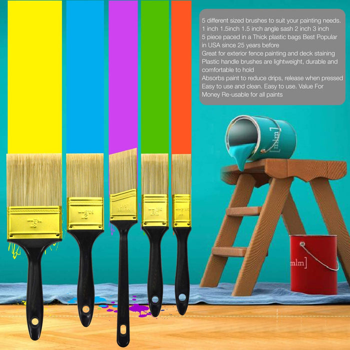10PCS Decking and Stain Paint Brush Walls Brush Angle sash Bristal Chip  Brushes 4Inch for Walls Paint,Gesso,Glues,Varnishes,Stains,Artwork