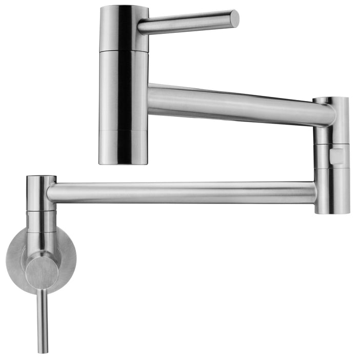 Geyser GF46-S Andorra Series Stainless Steel Wall Mount Two Handle Pot Filler Faucet (Brushed Stainless Steel Finish)