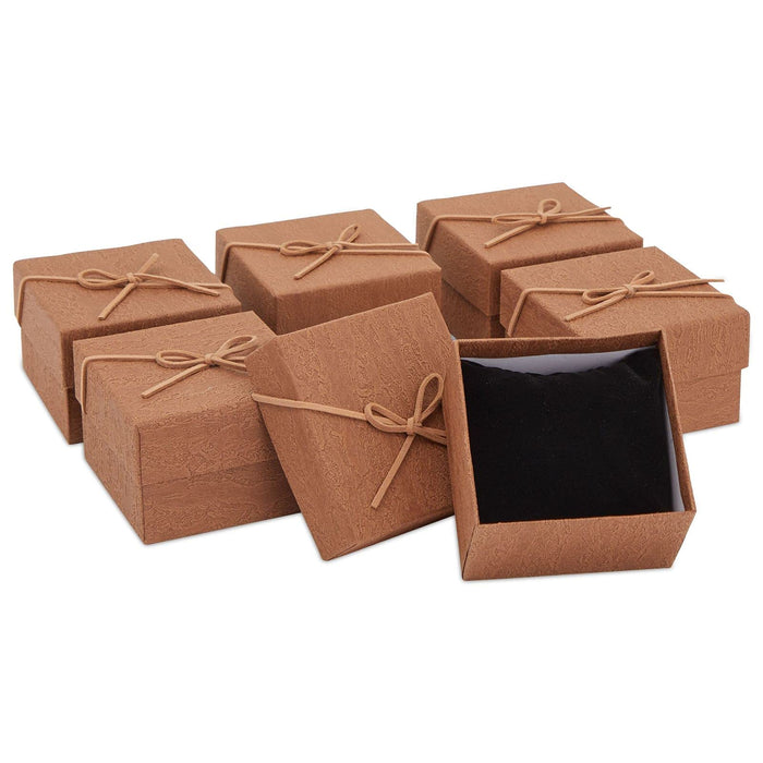 6 Pack Small Boxes with Lid and Velvet Insert for Jewelry, Bracelets, Keychains (3.5 x 3.5 x 2.3 In)