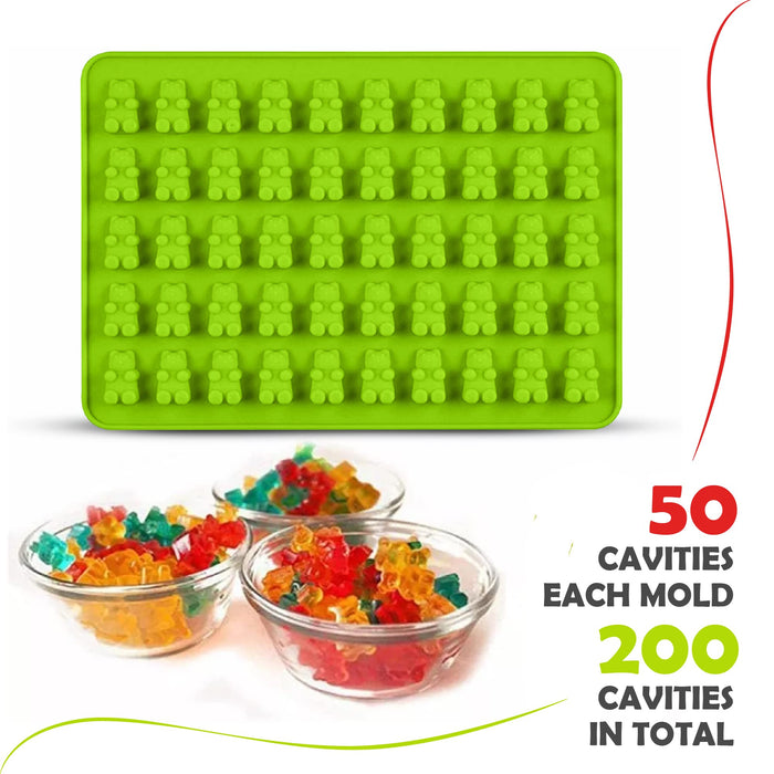150 Cavities / 3 Trays Gummy Bear Candy Molds Silicone - Chocolate