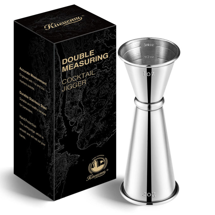 Barfroee Cocktail Jigger for Bartending - Japanese Double Sided Jigger with Measurements  Inside, 2 oz 1 oz
