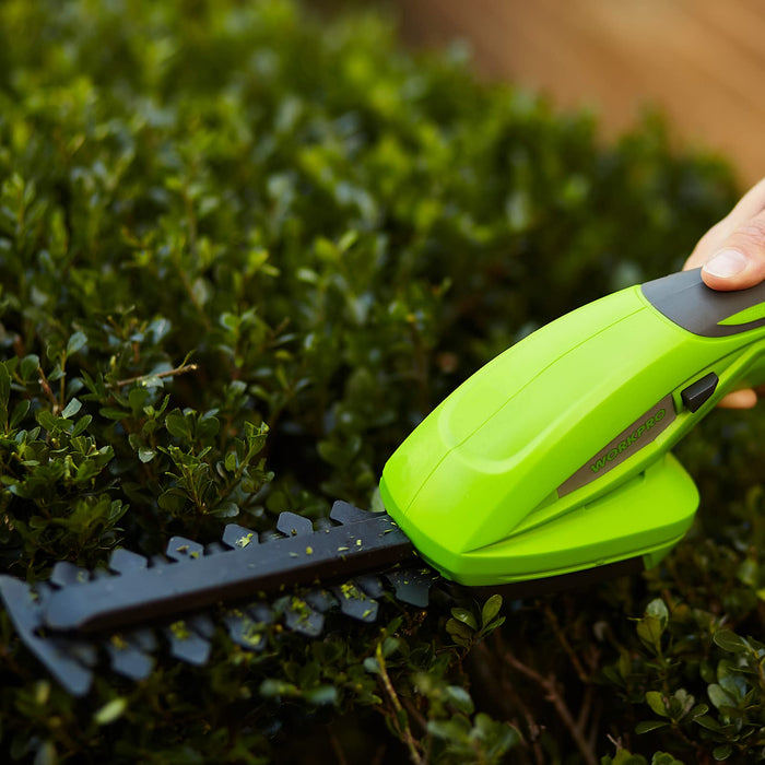 WORKPRO Cordless Grass Shear & Shrubbery Trimmer - 2 in 1 Handheld Hedge Trimmer 7.2V Electric Grass Trimmer Hedge Shears/Grass Cutter Rechargeable Lithium-Ion Battery and Charger Included