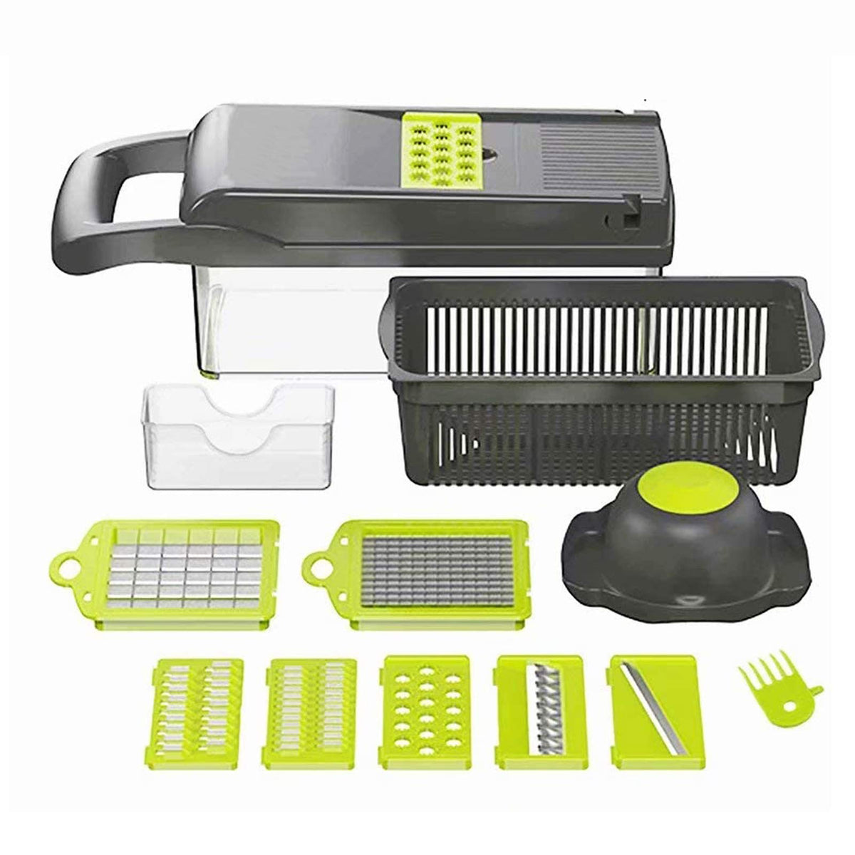 Vegetable Chopper - Multi functional 12-in-1 Food Choppers Onion Chopper  Vegetable Slicer Cutter with Multi-Blades,Colander Basket,Container for
